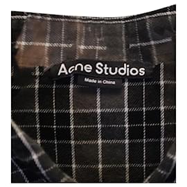 Acne-Camisa xadrez Acne Studios em algodão cinza-Cinza