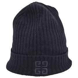 Givenchy Logo Beanie in Black Wool Black