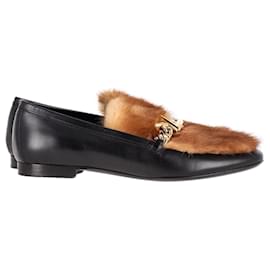 Louis Vuitton-Louis Vuitton Mink Fur-Trimmed Loafers in Black Leather-Black