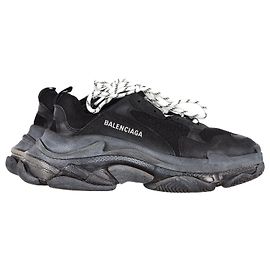 Balenciaga „Triple S“-Sneaker mit transparenter Sohle aus schwarzem Polyester Schwarz