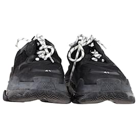 Balenciaga-Balenciaga „Triple S“-Sneaker mit transparenter Sohle aus schwarzem Polyester-Schwarz
