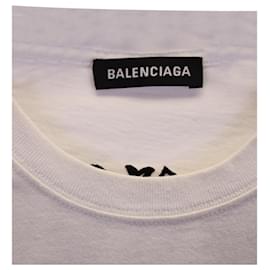 Balenciaga-Balenciaga Embroidered Logo T-shirt in White Cotton-Other