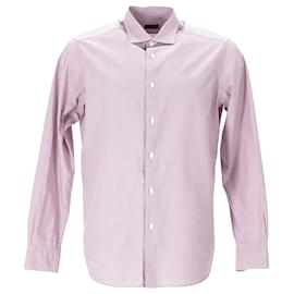 Ermenegildo Zegna-Ermenegildo Zegna Check Shirt in Purple Cotton-Purple