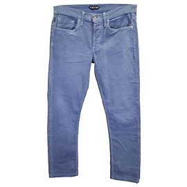 Pantalones de pana fina de corte slim de algodón azul de Tom Ford Azul