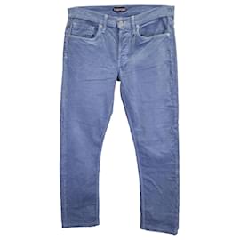 Tom Ford-Tom Ford Slim Fit Fine Corduroy Pants in Blue Cotton-Blue