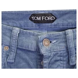 Tom Ford-Calça de veludo fino Tom Ford Slim Fit em algodão azul-Azul