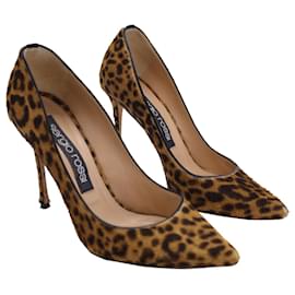 Sergio Rossi-Sergio Rossi Pointed Toe Pumps in Animal Print Pony Hair-Other,Python print