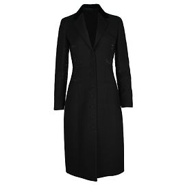 Bottega Veneta Side Stripe Coat in Black Lana Vergine Black