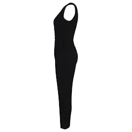 Max Mara-Max Mara Front Cut-Out Sleeveless Jumpsuit in Black Cotton-Black