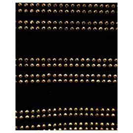 Balmain-Balmain Mini-jupe cloutée en velours doré en coton noir-Noir