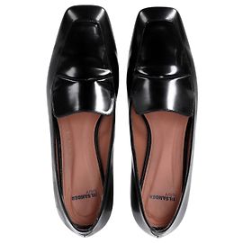 Mocassins Jil Sander Navy Square Toe em couro preto Preto