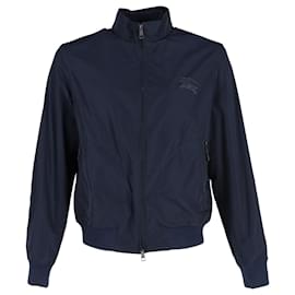 Burberry-Burberry Brit Zipped Rain Jacket in Navy Blue Polyester-Blue,Navy blue