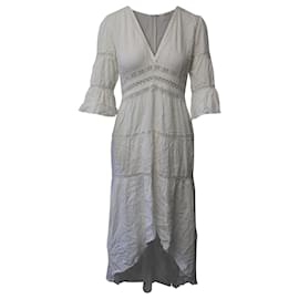 Ba&Sh-Ba&Sh Maxi Dress with Lace Inserts in White Viscose-White