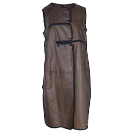 Marni-Marni Sleeveless Dress in Brown Leather-Green