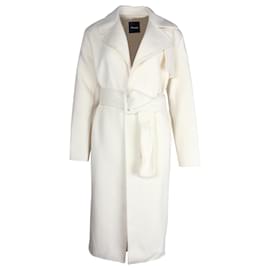Theory-Theory Belted Trench Coat in Ecru Wool and Cashmere Blend-White,Cream