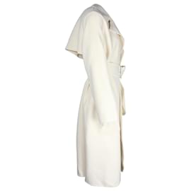Theory-Theory Belted Trench Coat in Ecru Wool and Cashmere Blend-White,Cream