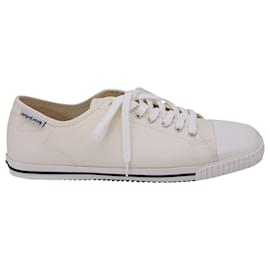 Off White-Palm Angels Square Low Vulcanized Sneakers in White Canvas-White