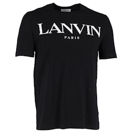 Lanvin-Camiseta con logo Lanvin de algodón negro-Negro