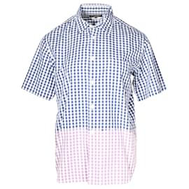 Comme Des Garcons-Camicia Comme Des Garçons a maniche corte a quadri in cotone Blu-Blu