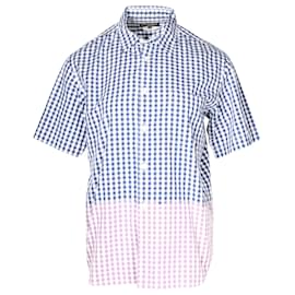 Comme Des Garcons-Comme Des Garçons Checkered Short Sleeve Shirt in Blue Cotton-Blue