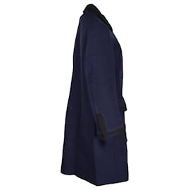 Miu Miu-Miu Miu – Verzierter Mantel aus marineblauer Wolle-Blau,Marineblau