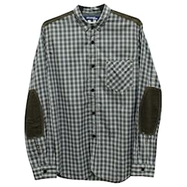 Autre Marque-Junya Watanabe Comme des Garçons Plaid Shirt with Elbow Patch in Blue Cotton-Blue