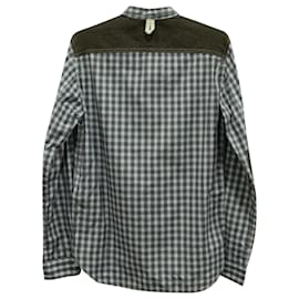 Autre Marque-Junya Watanabe Comme des Garçons Plaid Shirt with Elbow Patch in Blue Cotton-Blue