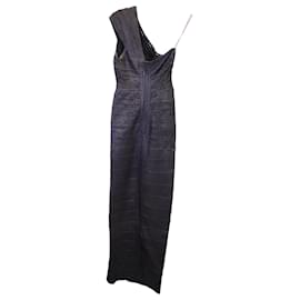 Herve Leger-Herve Leger langes One-Shoulder-Kleid aus schwarzer Viskose-Schwarz