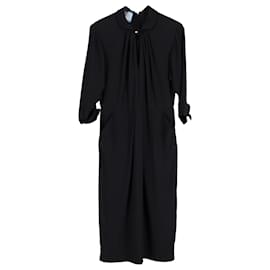 Prada-Vestido Prada de manga corta en algodón negro-Negro