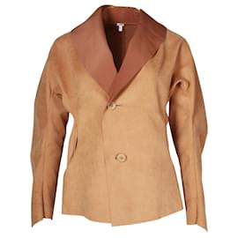 Issey Miyake-Issey Miyake Single-Breasted Jacket in Beige Polyester-Beige