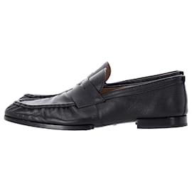 Tod's-Tod's Debossed-Logo Penny Loafers in Navy Blue Leather-Navy blue