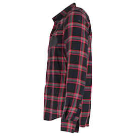 Givenchy-Givenchy Tartan Shirt in Red and Black Cotton-Black