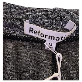 Reformation-Reformation - Robe courte en maille Alden en nylon argenté-Argenté