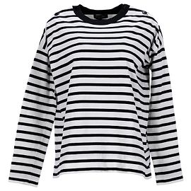 Camiseta Loro Piana de manga larga a rayas de algodón blanco Blanco