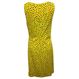 Diane Von Furstenberg-Diane Von Furstenberg Sleeveless Polka Dot Dress in Yellow Silk-Yellow
