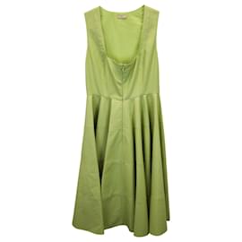 Alaïa-Alaïa plissiertes Minikleid aus grüner Baumwolle-Grün