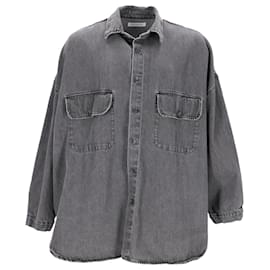 Autre Marque-Das Franke Shop Dallas Overshirt aus grauer Baumwolle-Grau