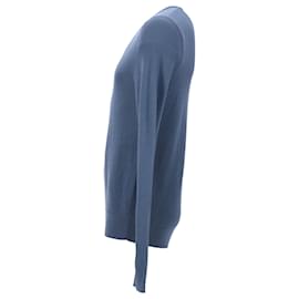 Sandro-Sandro Crewneck Knit Sweater in Blue Cotton-Blue