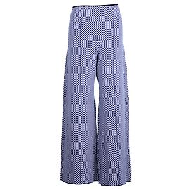 Sportmax Patterned Wide-Leg Pants in Navy Blue Viscose Blue Navy blue