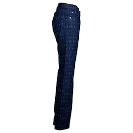 Victoria Beckham-Victoria Beckham VVB Straight-Leg Logo-Print-Jeans in Blue Denim-Blau