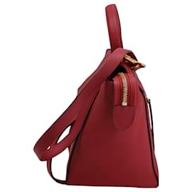 Céline-Celine Mini Belt Bag in Red Calfskin Leather-Red