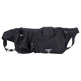 Prada-Prada Triangle Logo Belt Bag in Black Nylon-Black