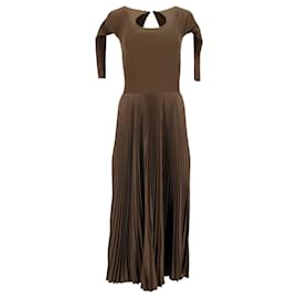 Polo Ralph Lauren-Polo Ralph Lauren Pleated Midi Dress in Olive Polyester-Green,Olive green