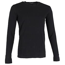 Dolce & Gabbana-Dolce & Gabbana Langärmliges T-Shirt aus schwarzer Baumwolle-Schwarz