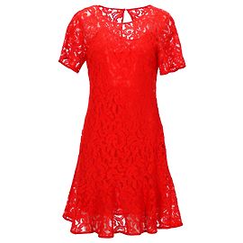 Miniabito Michael Kors a maniche corte in pizzo di viscosa rosso Rosso