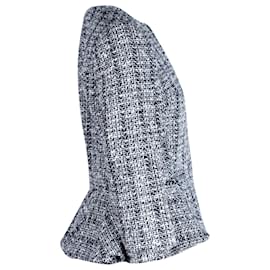 Alexander Mcqueen-Alexander McQueen Veste en tweed à ourlet péplum en coton noir-Blanc