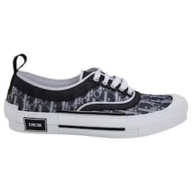 Dior-Dior M-B23 Low Top Sneakers in Black Canvas-White