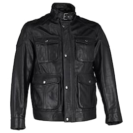 Hugo Boss-Boss Multi-Pocket Jacket in Black Leather-Black