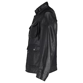 Hugo Boss-Boss Multi-Pocket-Jacke aus schwarzem Leder-Schwarz