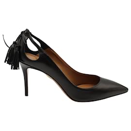 Aquazzura-Aquazzura Forever Marilyn 85 Pumps in Black Leather-Black
